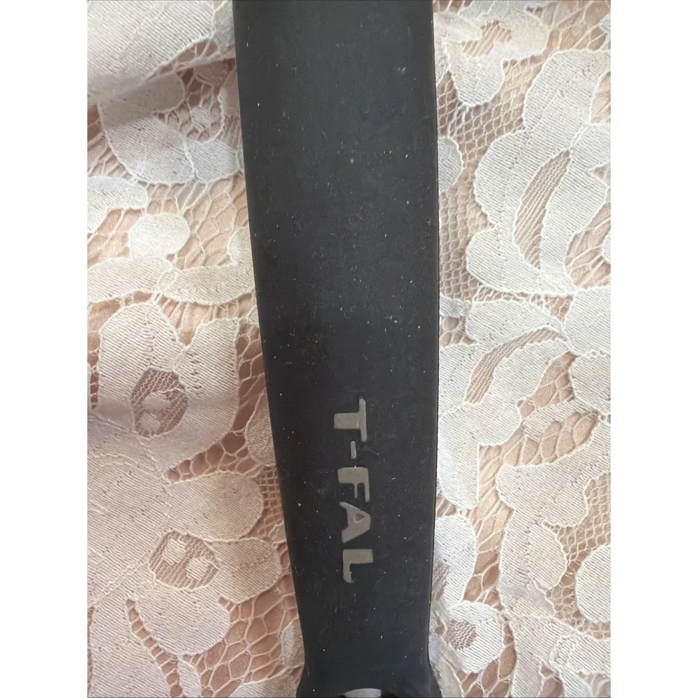 T-fal Plastic Slotted Serving Spoon w/ Rubber‎ Feeling Handle Black and Silver